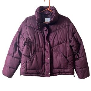 Old Navy Burgundy Puffer Jacket Size XS Winter Maroon Warm Casual